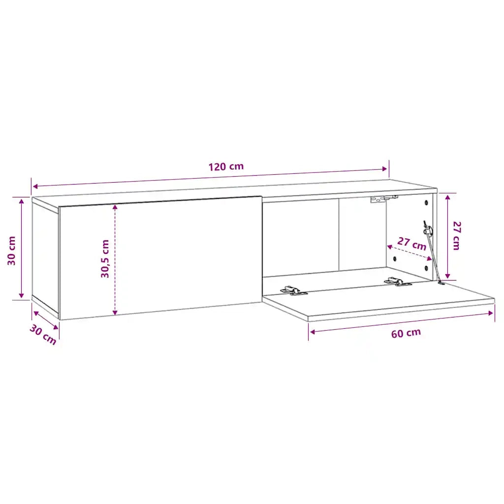Mobile Muro TV-Mobile per TV a parete Grigio Sonoma 120x30x30cm Legno Ingegnerizzato