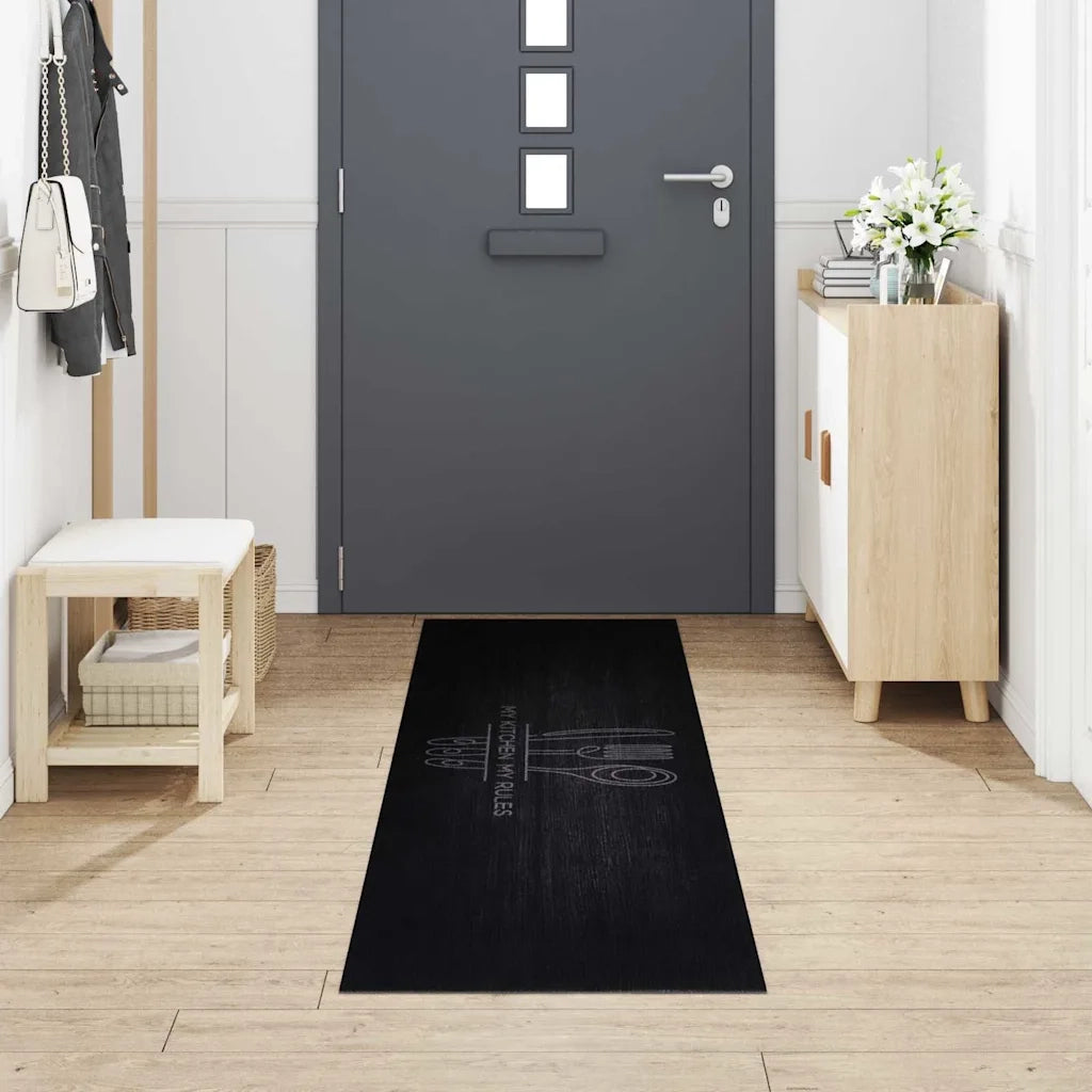 Tappeto da Cucina-Tappetino da Cucina Nero 300 x 60 cm Velluto 556815