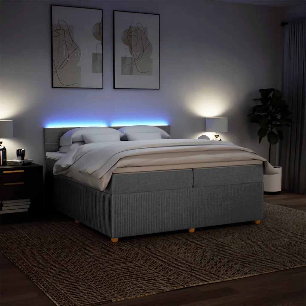 Giroletto a Molle con Materasso Grigio Chiaro 200x200cm Tessuto