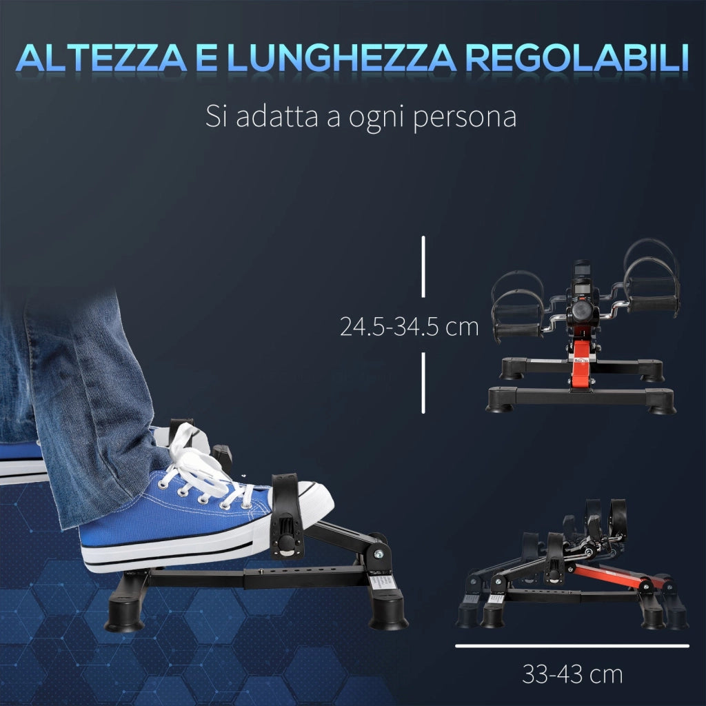 Pedaliera per Riabilitazione Mini Cyclette in Acciaio e ABS Nera