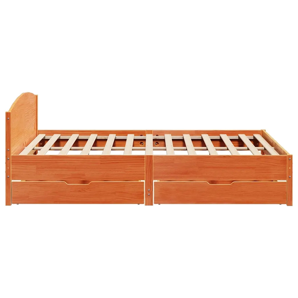 Letto senza Materasso Marrone Cera 180x200 cm in Legno di Pino