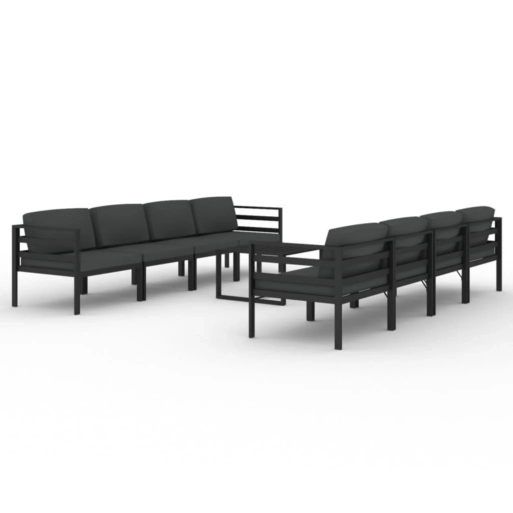 Set di mobili da giardino mobili da esterno 9 pezzi con cuscini alluminio antracite 02_0017892