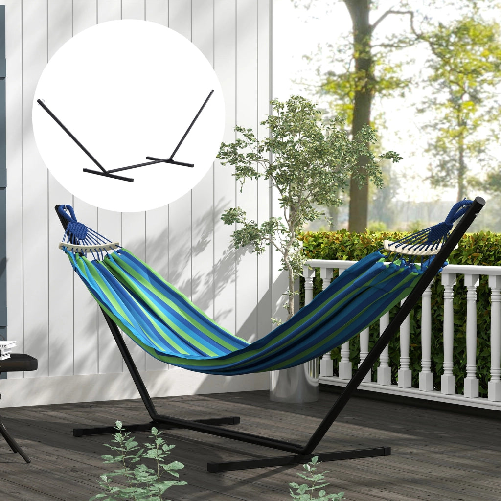 Supporto per Amaca 330-360 cm in Metallo con Bordi in Gomma, 360x92x112 cm, Nero