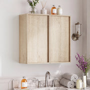 Mobile pensile da bagno a due ante in MDF effetto rovere