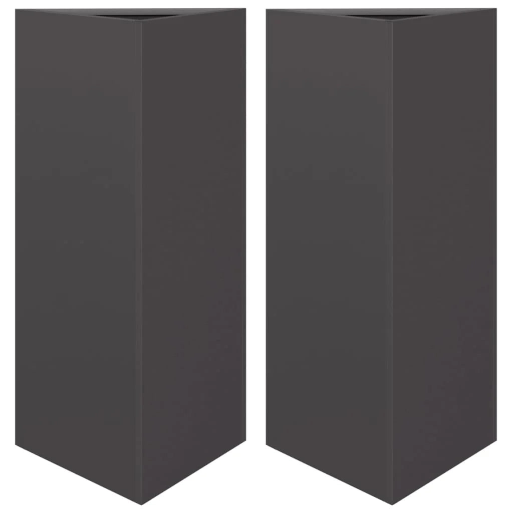 Fioriera rialzata per piante fiori giardino terrazze set da 2 triangolare 40 x 34,5 x 70 cm acciaio nero 02_0039100