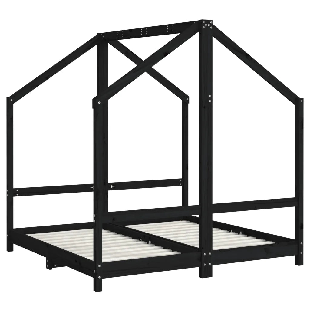 Giroletto per Bambini Nero 2x(70x140) cm Legno Massello di Pinocod mxl 83713