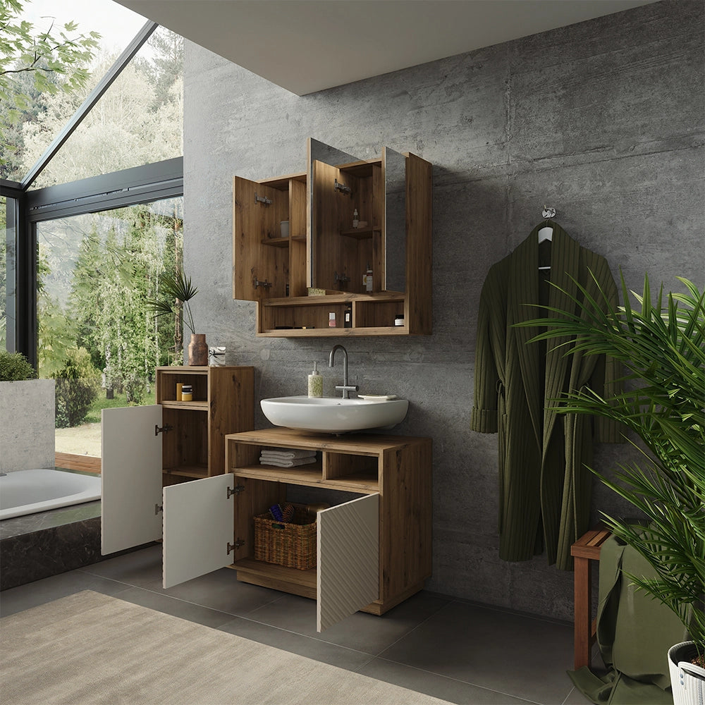 Set mobili bagno Beatrice Cachemire/Rovere artigianale Vicco