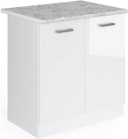Mobile lavello cucina R-Line, Bianco lucido, 80 cm, PL Marmo, per la libera combinazione all'interno di sistemi cucina modulari