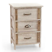 CASSETTIERA IN LEGNO DECORATA CON 3 CASSETTI NATURALE CHIARO 40 X 29 X 58 CM