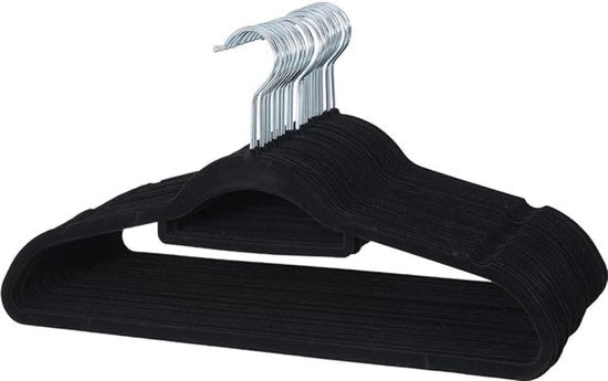 Hangers per Abito - Hanger con Anti-Slip - Hanger per Pantaloni - Gancio Metallico - Adulti - 50 Pezzi - Nero