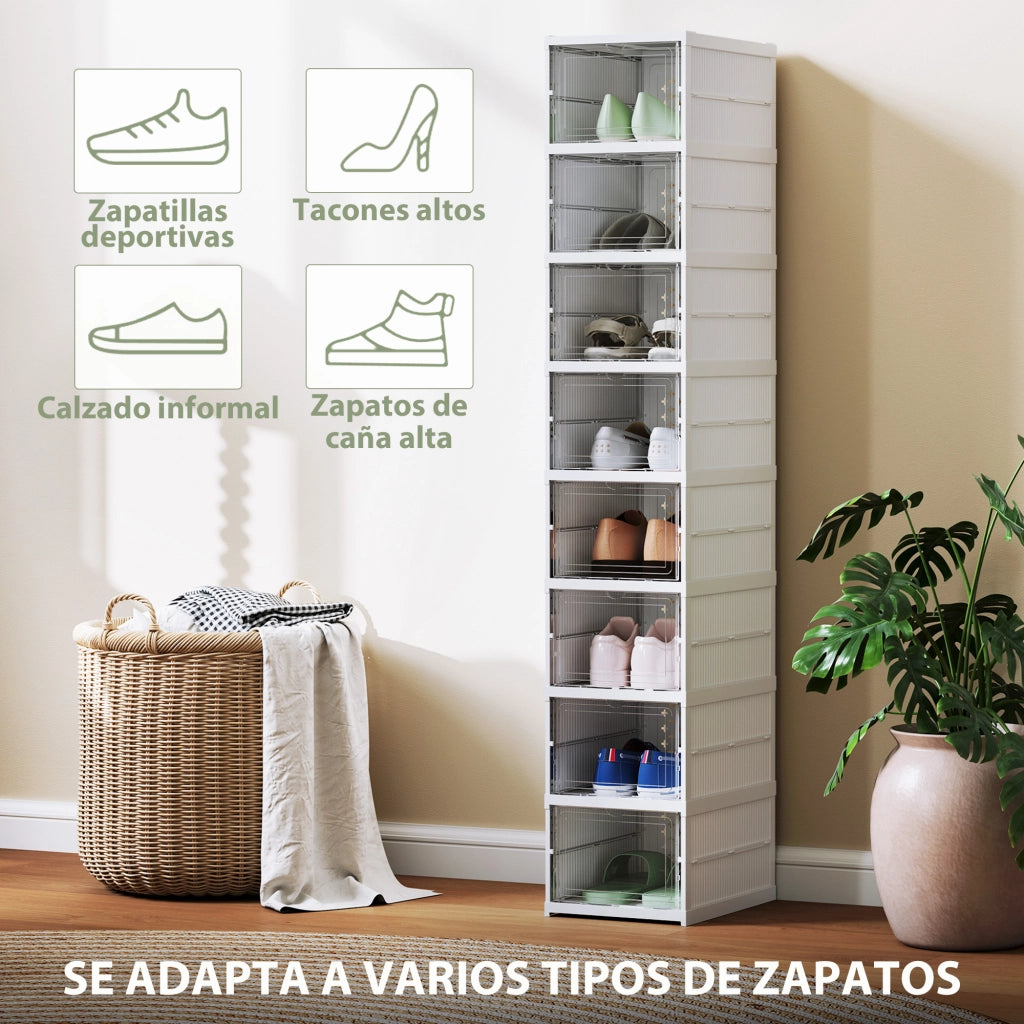 Cassa per Scarpe Trasparente Pieghevole ¨C zephmum ¨C Bianco 8 Pezzi