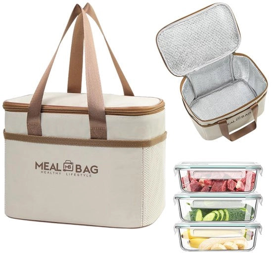 Borsa da picnic opaca, borsa da picnic isolata, borsa da picnic impermeabile, termica e riutilizzabile per donne, uomini, bambini e studenti, picnic in viaggio (tela kaki).