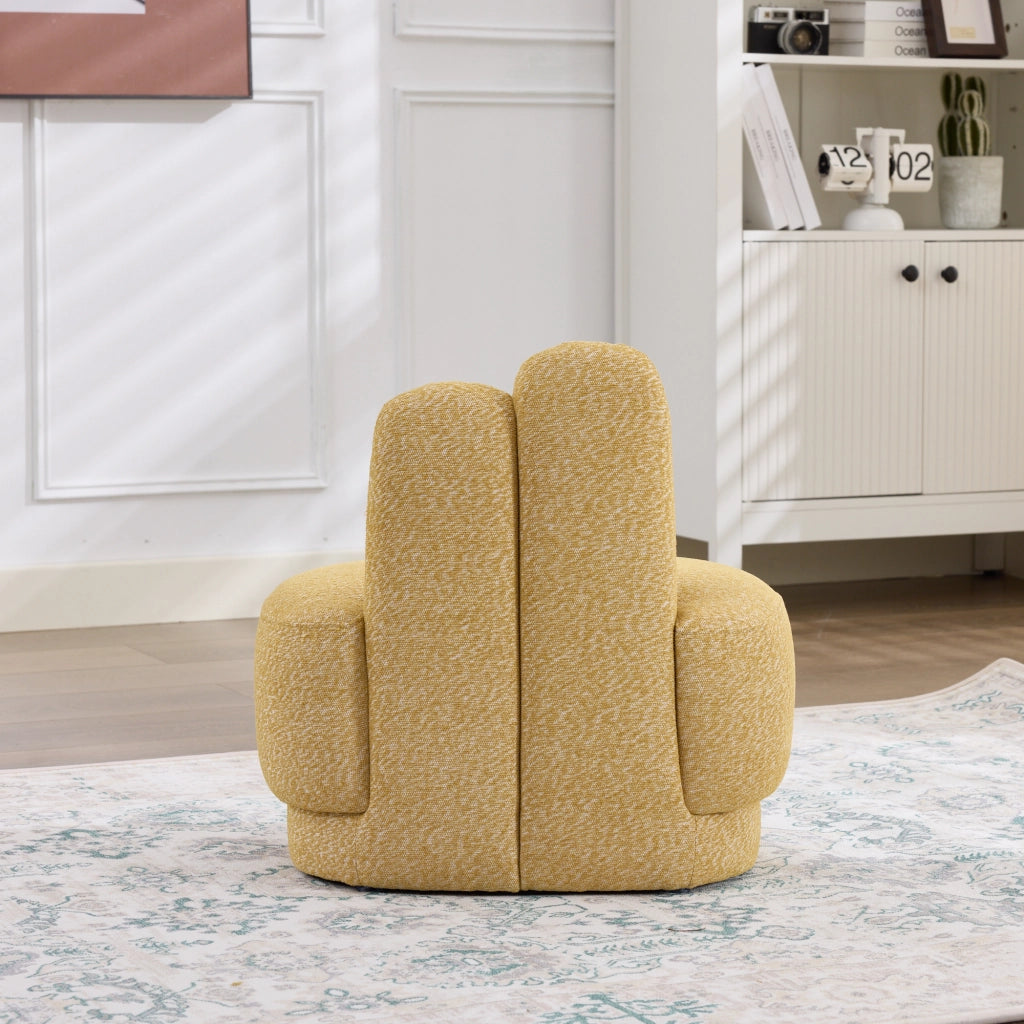 Fauteuil pouf a forma di coniglio con orecchie in tessuto imbottito per cameretta giallo 56 × 43,5 × 57 cm