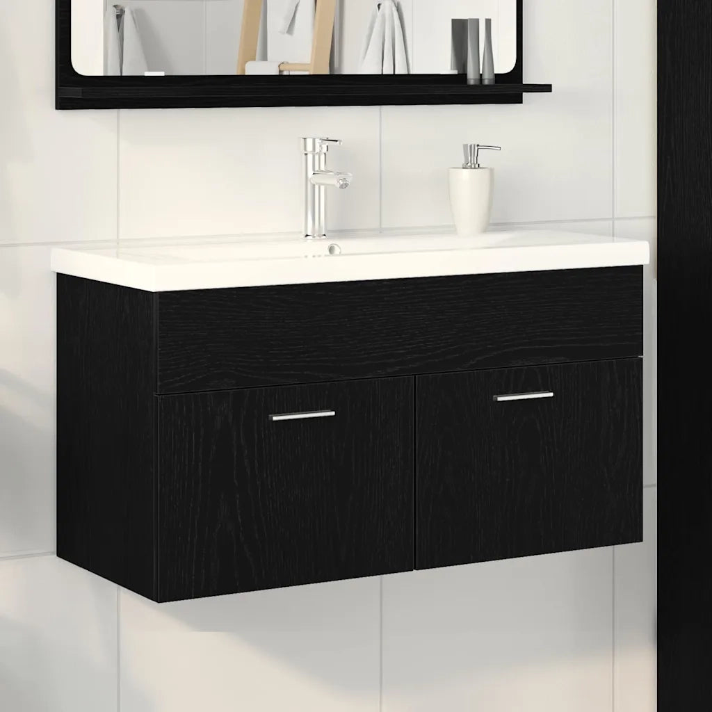 Mobile da Bagno Rovere Nero 90 x 38,5 x 46 cm Legno multistrato 3333138