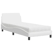Letto singolo | Letto per adulti | Letto con Materasso Dover Bianco 80x200 cm in Similpelle