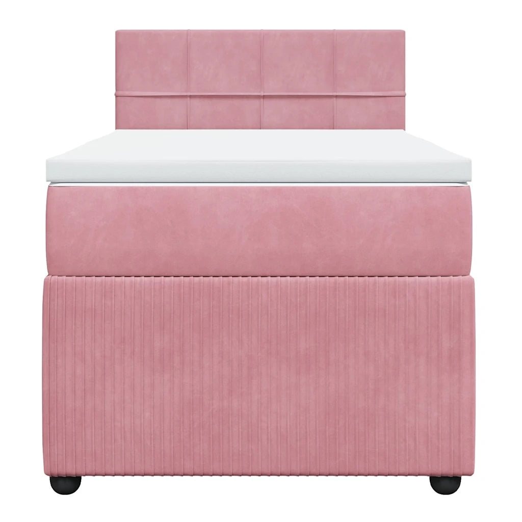 Giroletto a Molle con Materasso Rosa 100x200 cm in Velluto