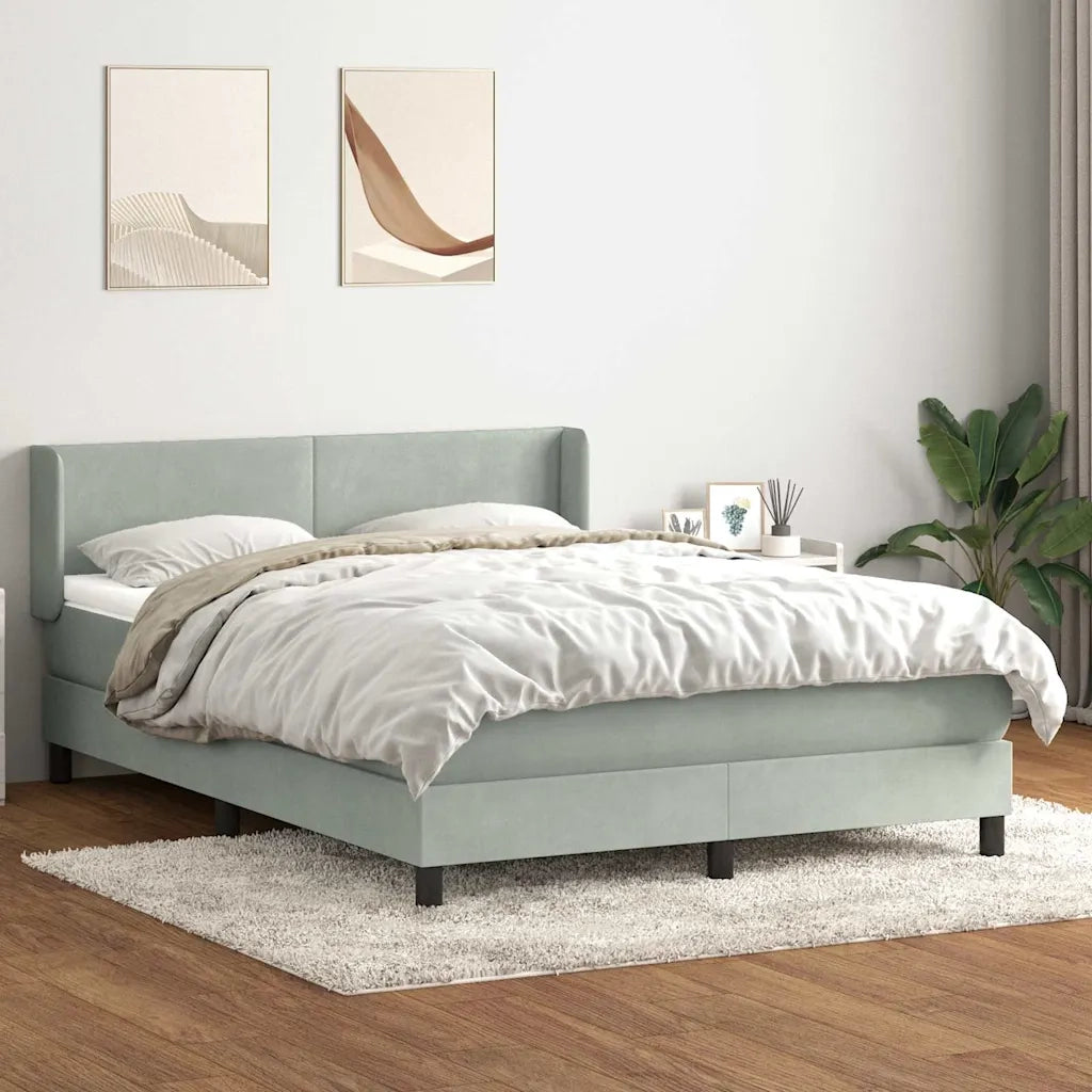 Giroletto a Molle con Materasso Grigio Chiaro 160x220cm Velluto 3317991