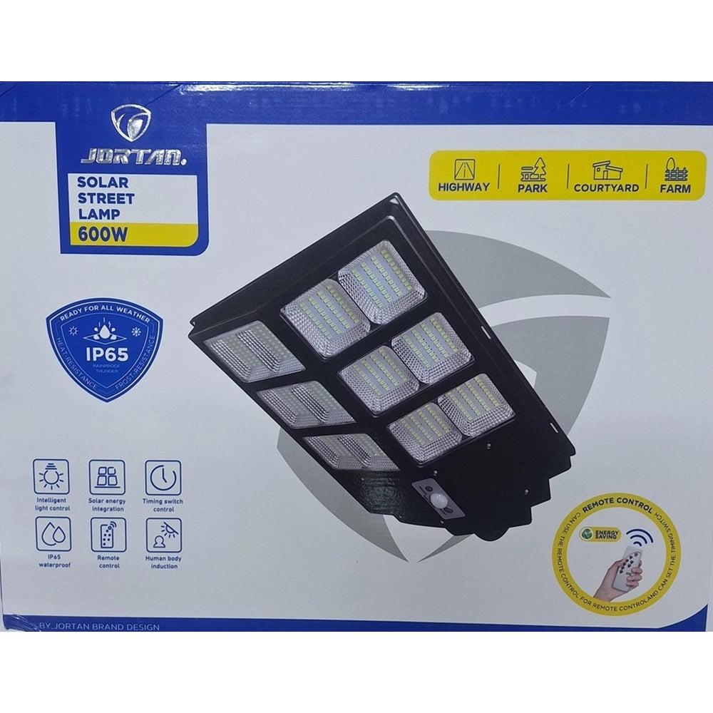 Trade Shop - Lampione Stradale Lampada A Led Da 600w Con Pannello Solare Telecomando Ip65 Uso Esterno -