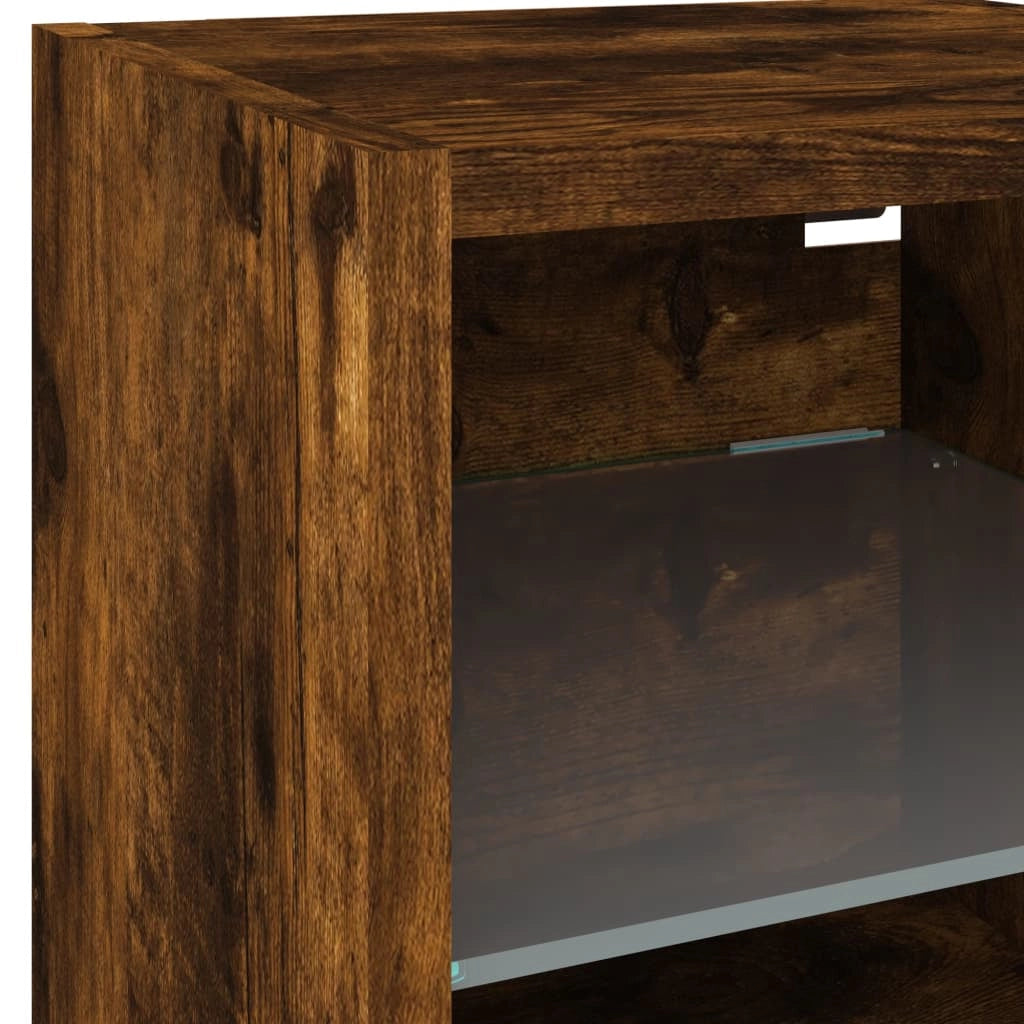 Mobile TV multimediale scaffale TV credenza mobile TV sala da pranzo soggiorno camera da letto con illuminazione a LED 7 pezzi rovere affumicato legno ingegnerizzato marrone 02_0029469
