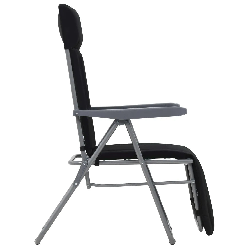 Sedie da Giardino Pieghevoli con Cuscino 2 pz Nere 44319