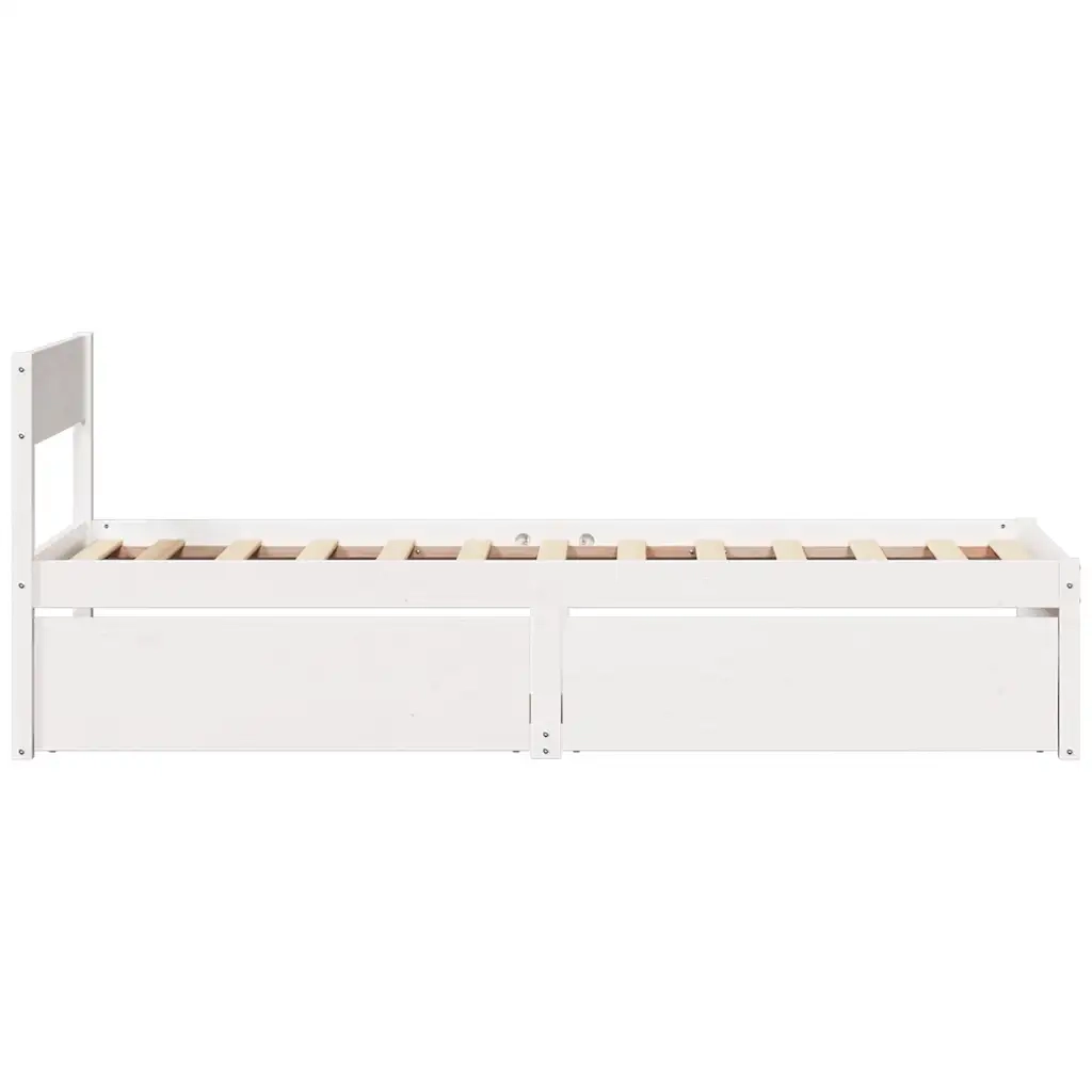 Letto senza Materasso Bianco 75x190 in Legno Massello di Pino 846808