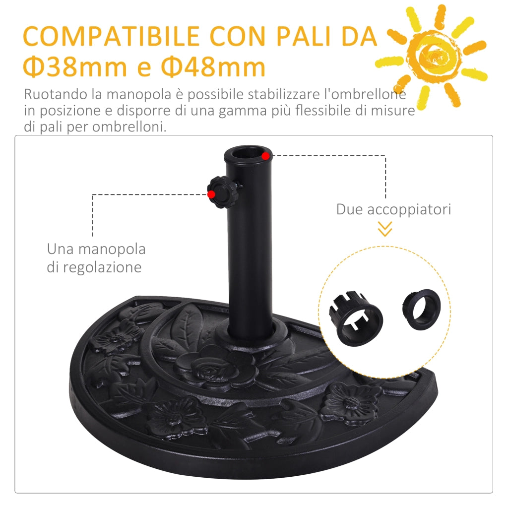 Base per Ombrellone da Giardino ¨C zephmum ¨C Resina, Nero, 50x31x32 cm
