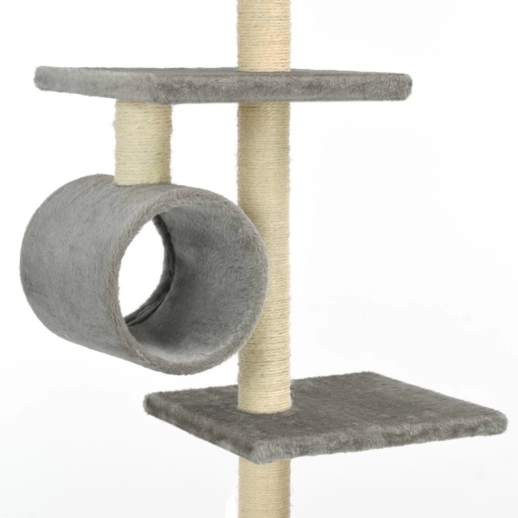 Tiragraffi albero per gatti cuccia per gatti giocattolo peluche sisal 260 cm grigio 3702111