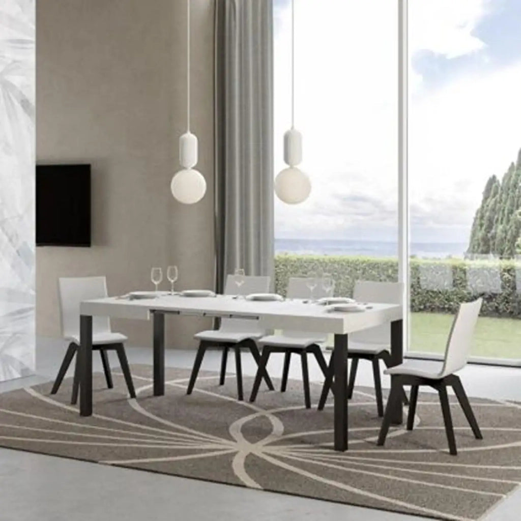 Tavolo allungabile 120/204x80 cm Everyday colore bianco frassino gambe antracite