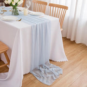 Tavolo con tovaglia Chiffon blu chiaro, tessuto decorativo 4m x 70 cm, valance con tovaglia blu Chiffon