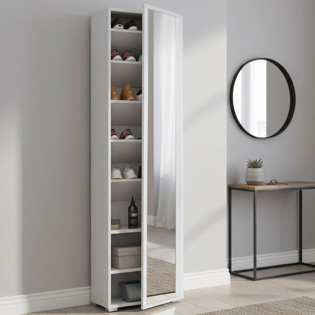 Mobile Portascarpe Asiago, Scarpiera 7 Ripiani Made in Italy, 50x32x182h cm Bianco