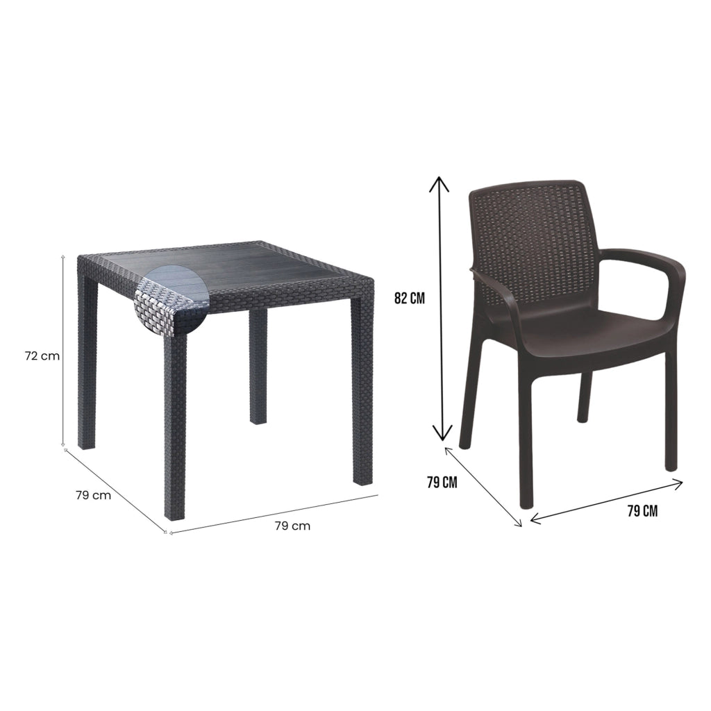 Salottino Outdoor Matali, set Salotto da Esterno 2 Posti Made in Italy, Nero Antracite