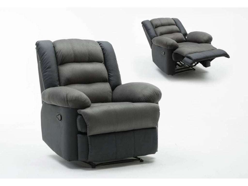 Poltrona relax "Buckingham" - Nero / Grigio scuro