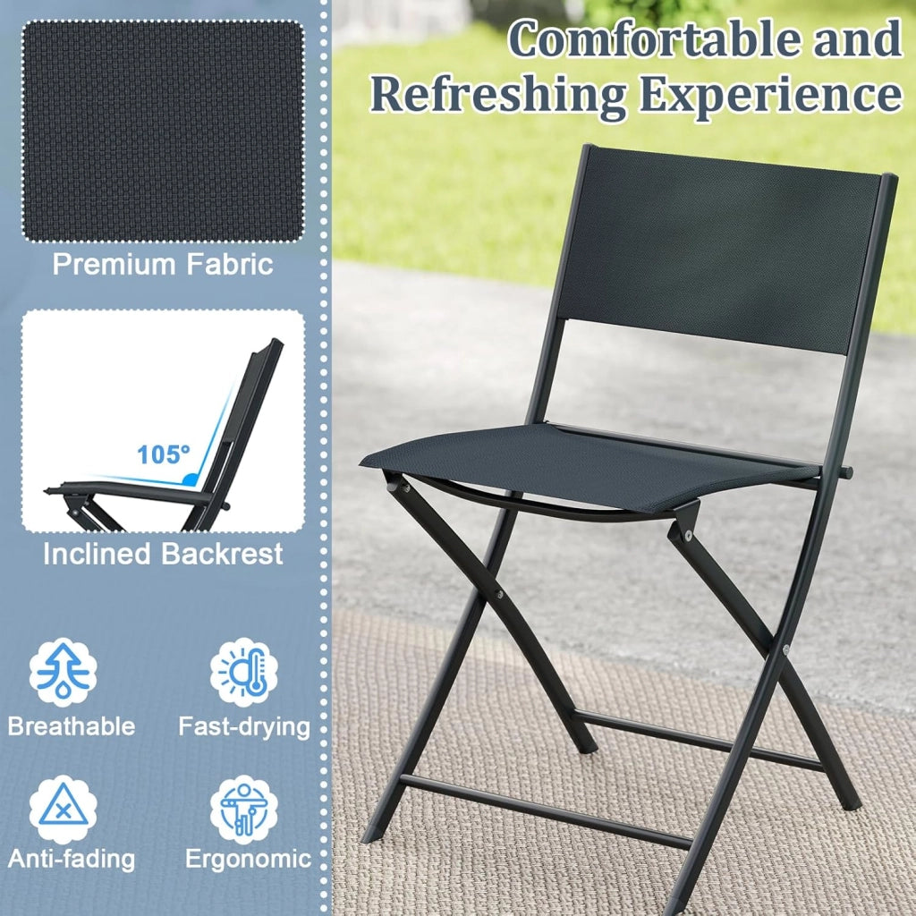 Set da Bistrot Pieghevole 3 Pezzi, 1 Tavolo e 2 Sedie Salvaspazio, Mobili da Esterno in Resistente Materiale, Ideale per Balcone, Terrazza e Giardino