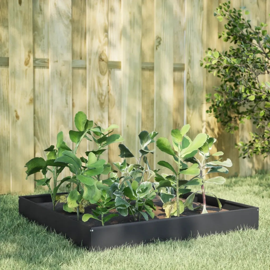 Fioriera | Cassetta per fiori | Vaso Rialzata da Giardino Antracite 100x100x26 cm Acciaio