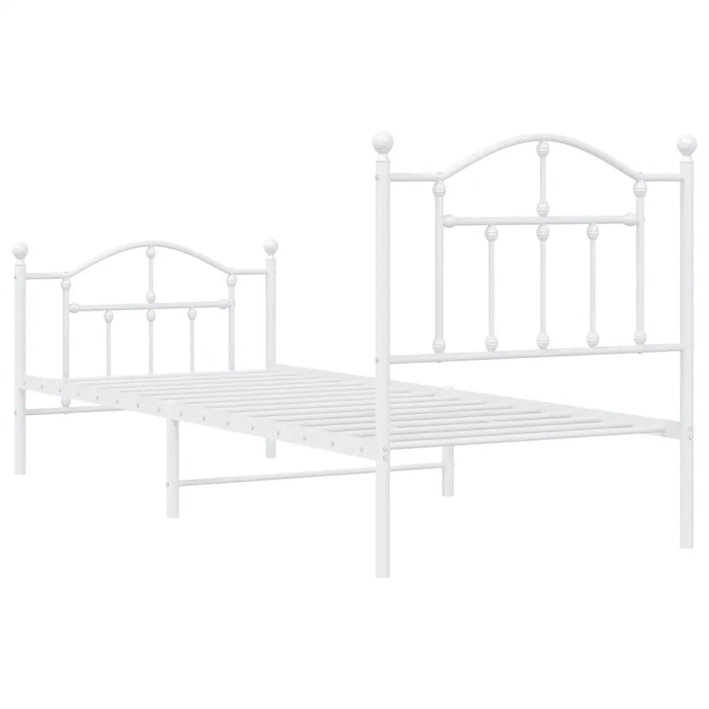 Giroletto con Testiera e Pediera-Struttura Letto Metallo Bianco 90x190 cm 444460