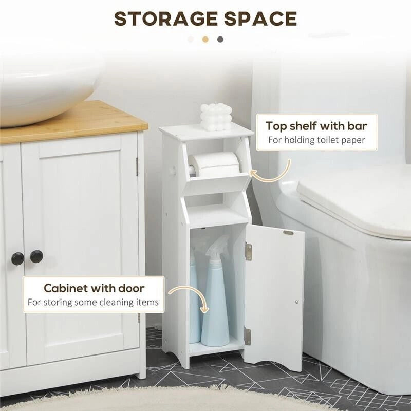 MOBILETTO DA BAGNO CON ARMADIETTO E SPAZIO PER CARTA IGIENICA 19X15X56 CM BIANCO