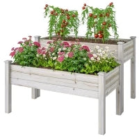 Fioriera da Esterno a 2 Livelli in Legno di Abete con Foro di Drenaggio, 115x114x76 cm