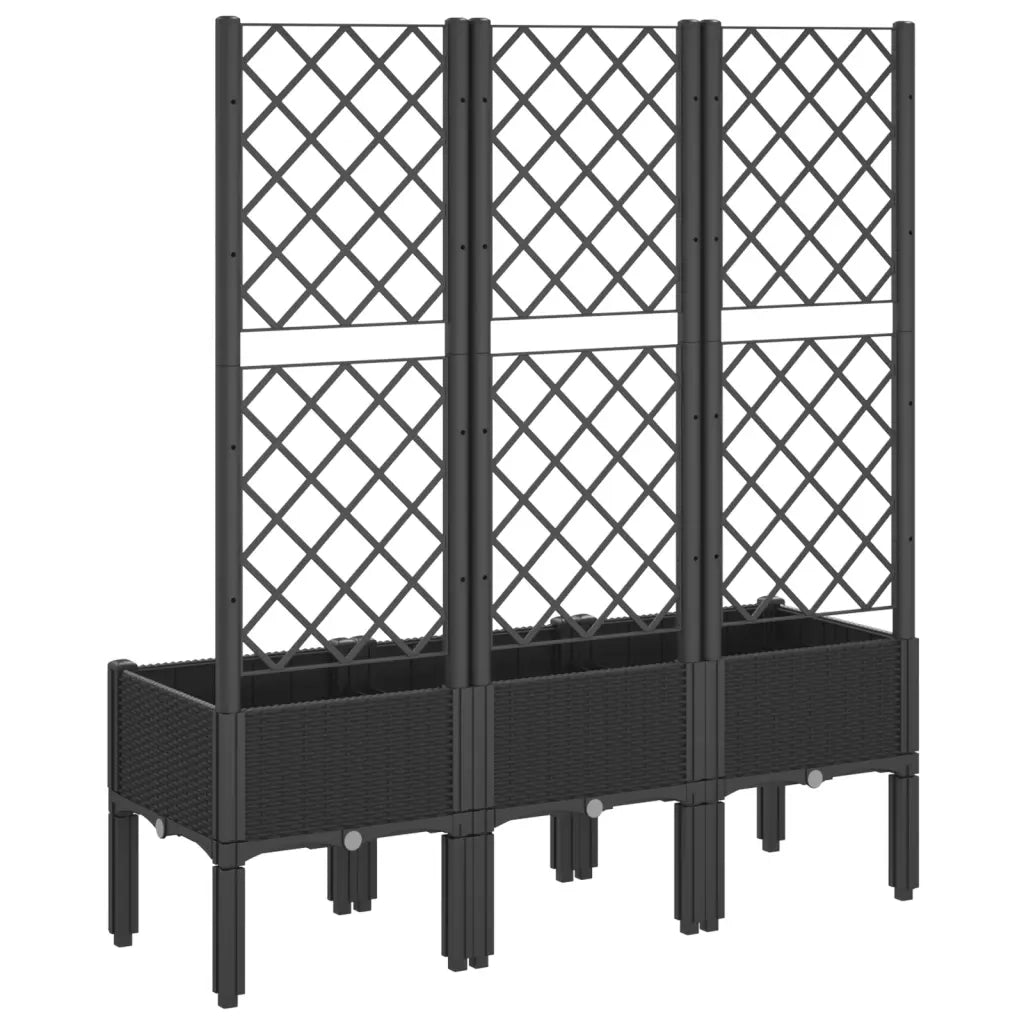 Fioriera da Giardino con Traliccio Nera 120x40x142 cm in PP 367928