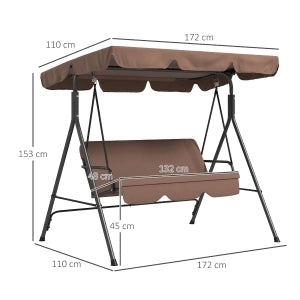 Dondolo da Giardino 3 Posti con Tetto Regolabile ¨C MINIMAL ¨C Impermeabile, 200 kg