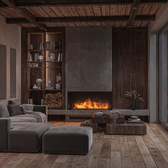 Camino a Vapore Elettrico Bifacciale Angolare a Destra 120x50x40 cm Invapo Corner P1200 con Ricarica Automatica Nero