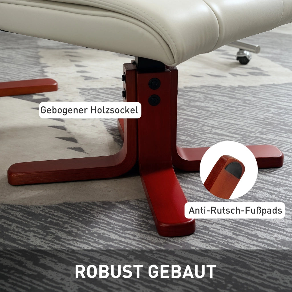 Poltrona Relax con Poggiapiedi ¨C Zephmum ¨C Similpelle Crema Reclinabile