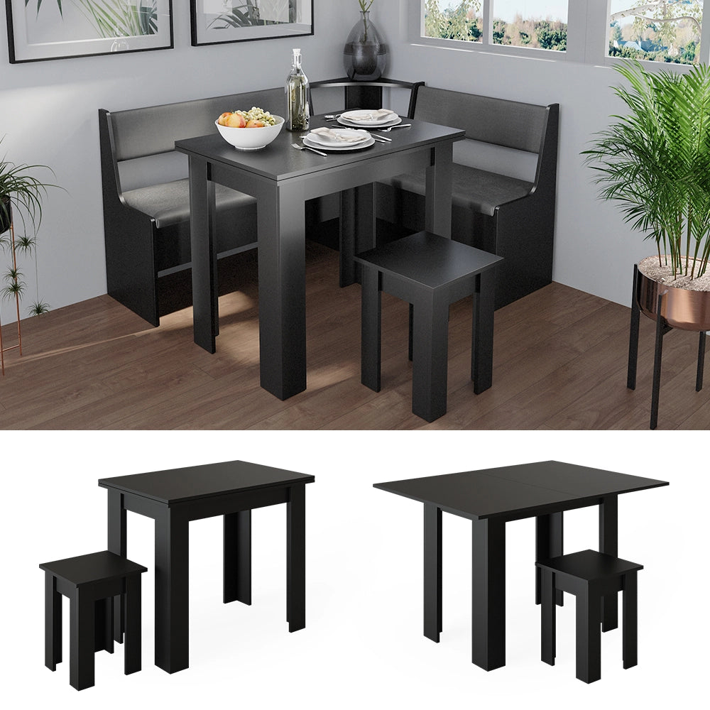 Vicco Tavolo da pranzo con sedia Nero 90 x 60 cm