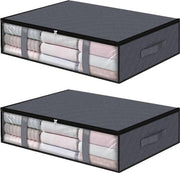 Set di 2 Scatole di Stoccaggio per Sotto Letto - Design Compattato per Abiti e Coperte - 60x45x15 cm