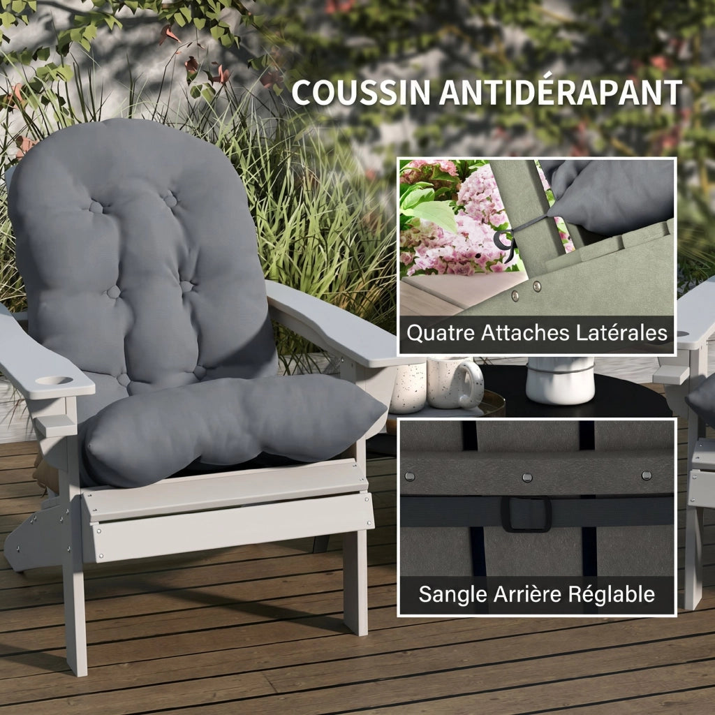 Cuscini per Sedie Adirondack ¨C zephmum ¨C 2 Pezzi, Grigio, Tessuto Imbottito