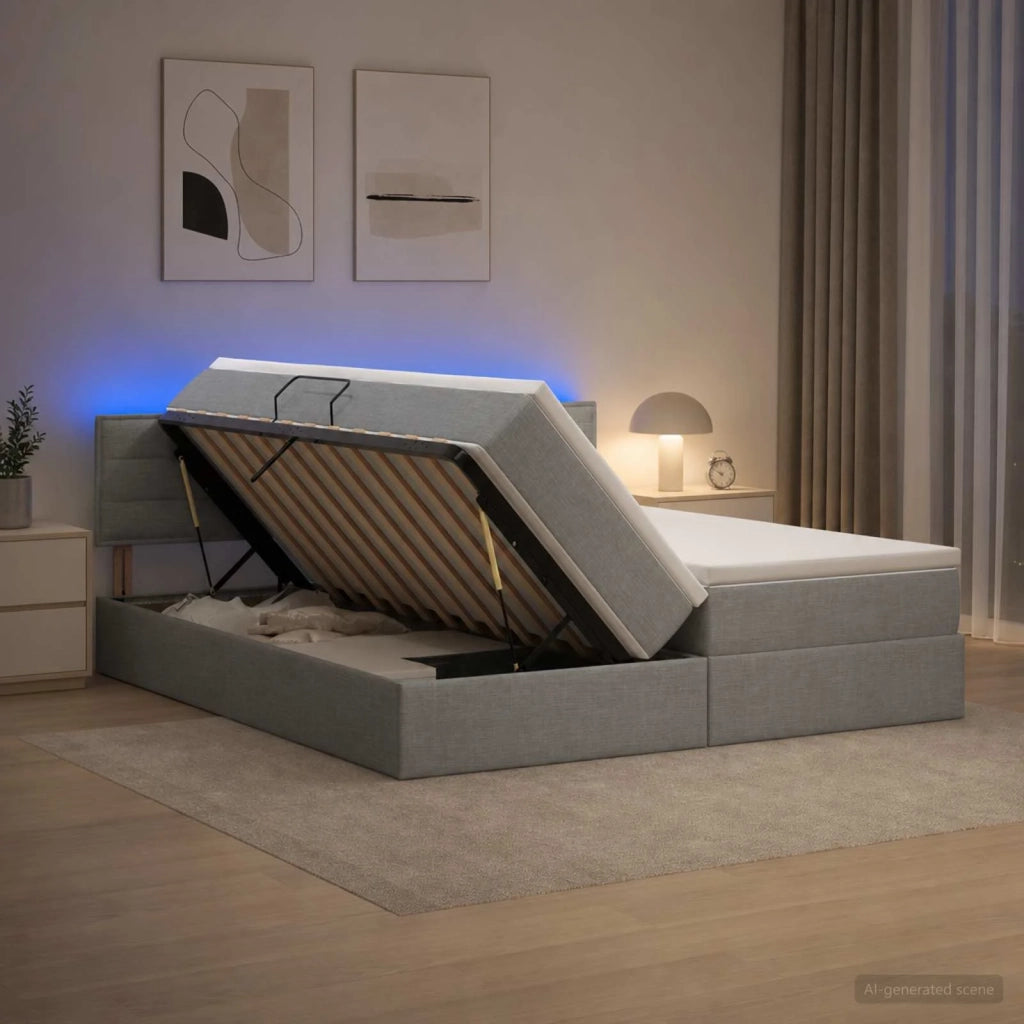 Letto con contenitore LED e materasso Grigio Chiaro 3459342
