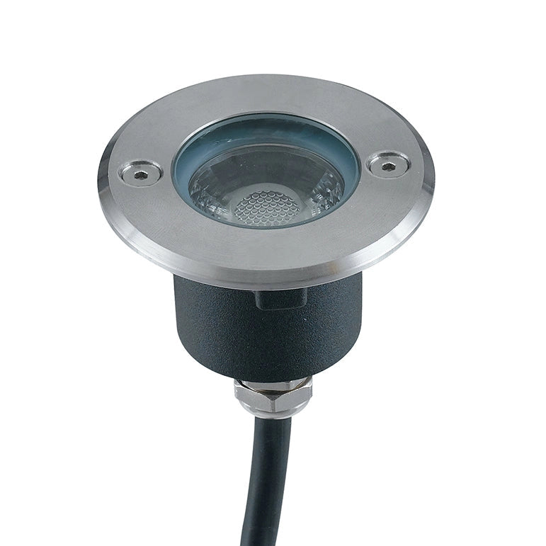 FARO A INCASSO CALPESTABILE LED WALK ACCIAIO TONDO 3W 345LM 3000K IP67 7X6,6CM