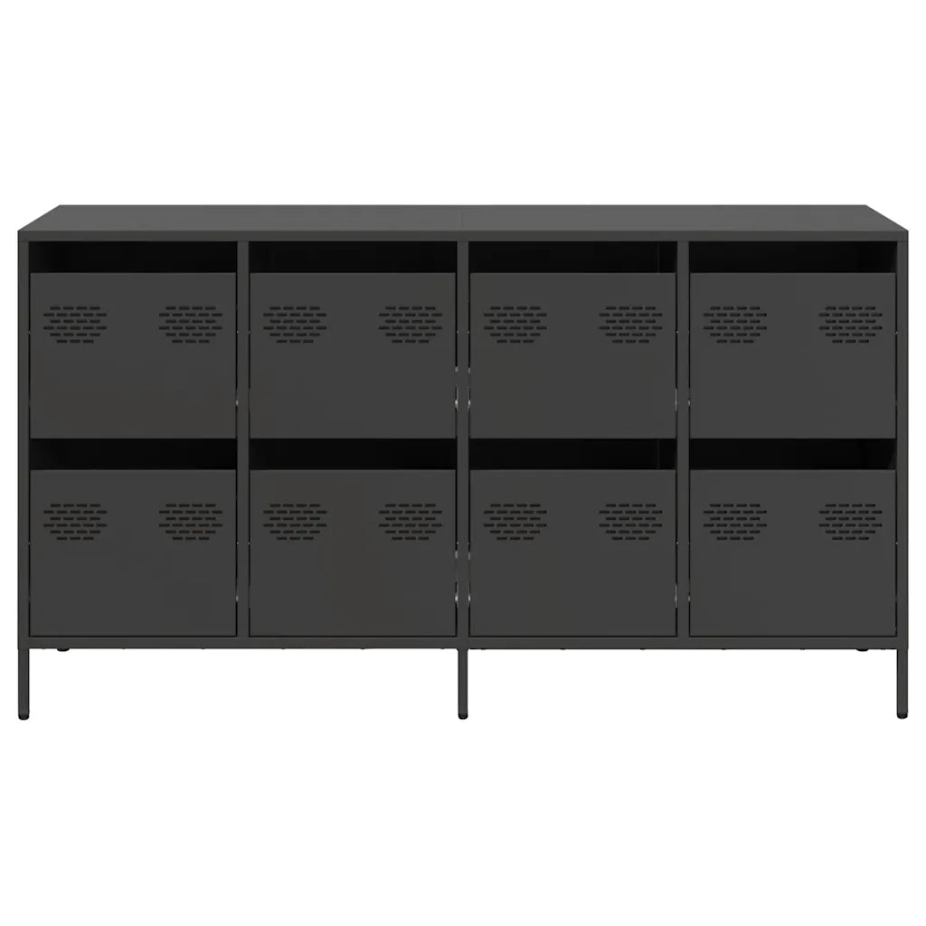 Credenza Nera 135x39x73,5 cm in Acciaio Laminato a Freddo 3307167