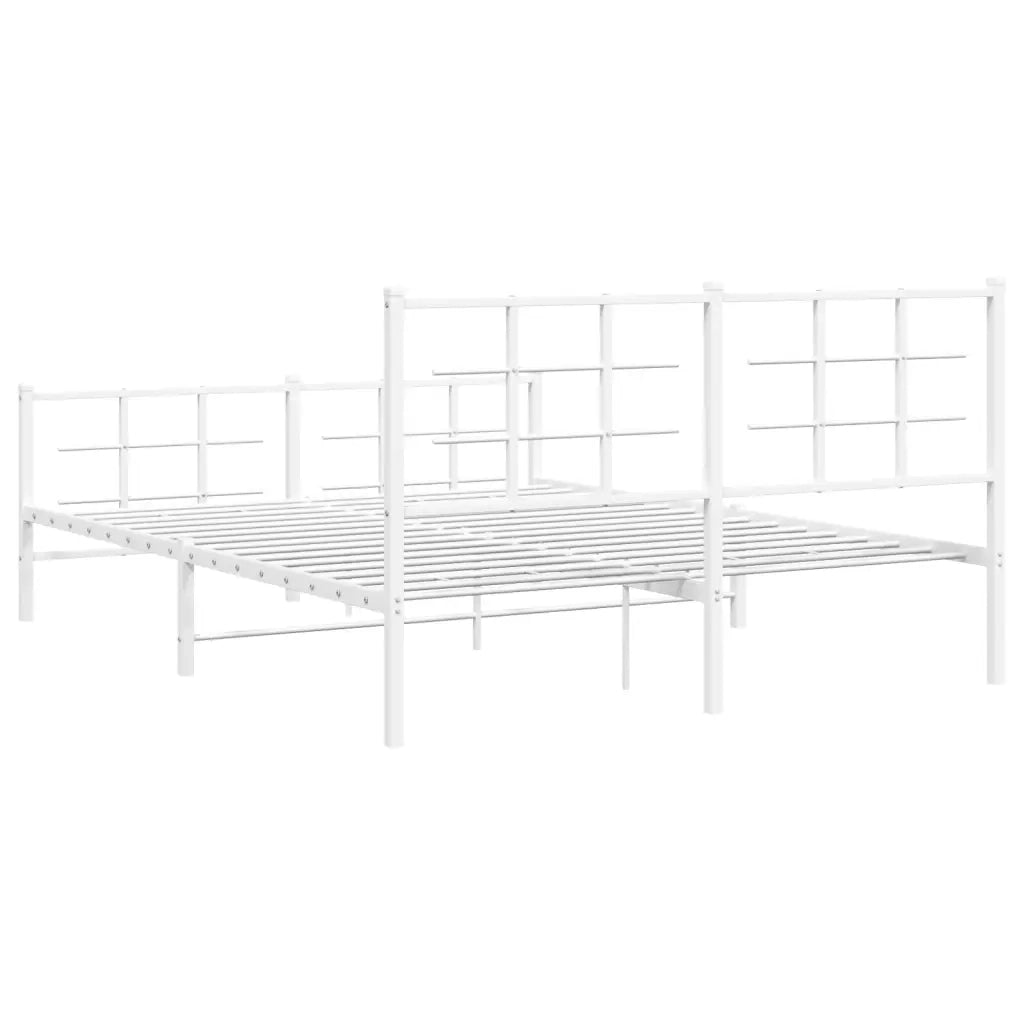 Letto matrimoniale | Letto per adulti | Giroletto con Testiera e Pediera Metallo Bianco 150x200 cm