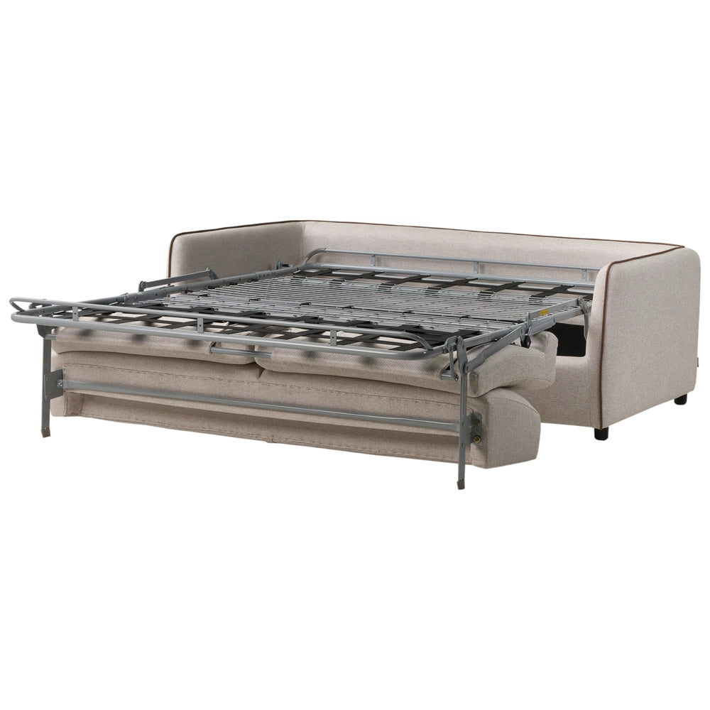 Divano letto in tessuto beige chiaro imbottito a 2 posti trasformabile con gambe in plastica Soggiorno moderno minimalista