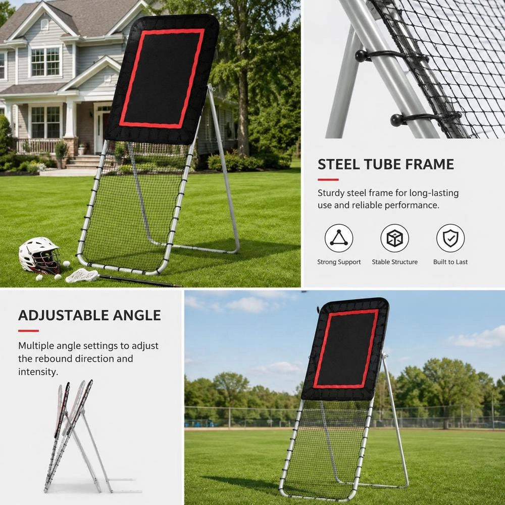 Collapsible Lacrosse Rebounder For The Backyard, 90 X 240 Cm Volleyball Return Net, Pitchback/throwback/baseball/softball Return Training Screen, Adjustable Angle, Shooting Practice Wall, Black